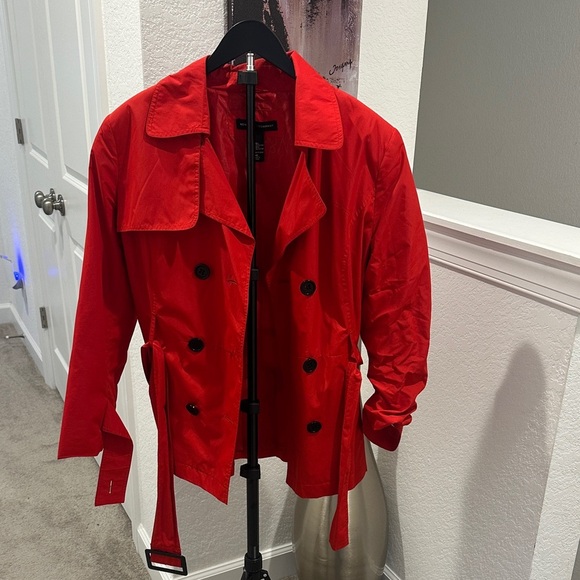 New York & Company Jackets & Blazers - New York & Company Short Red Trench Coat